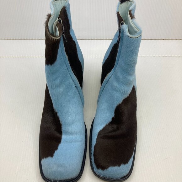Vtg 1990s FREE LANCE FRANCE square toe blue spotted pony hair womens shoes sz 36 - Picture 2 of 7